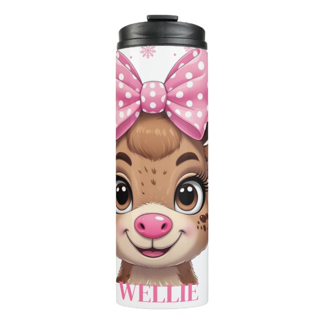 Bouteilles Isothermes Bow Reindeer Christmas Girls Personalized Tumbler (Devant)