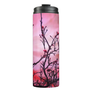 Bouteilles Isothermes Branches Sombres Bufs Rouges Et Ciel Foyer