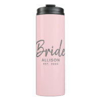 Bride moderne rose Gris Script Nom personnalisé