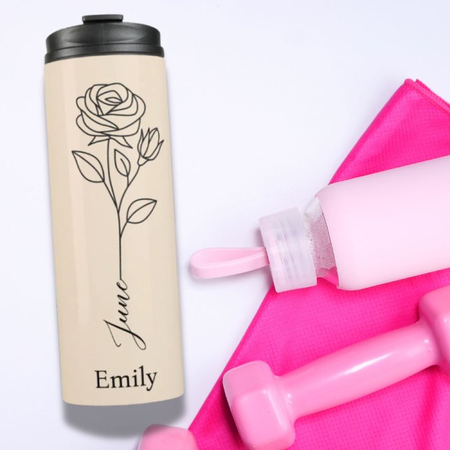 Bouteilles Isothermes Bridesmaid Nom personnalisé Rose Juin Fleur de nai (Bridesmaid Custom Name Rose June Birth Flower Thermal Tumbler)