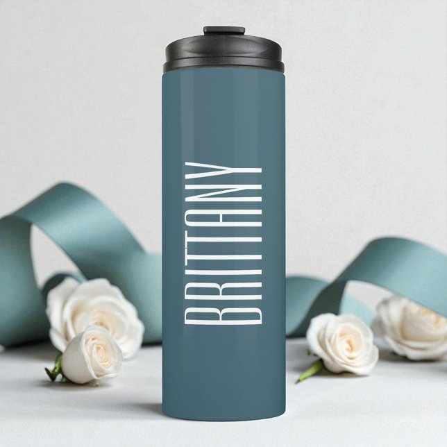 Bouteilles Isothermes Bridesmaid Simple Vert Nom personnalisé Minimal (Bridesmaid Simple Green Personalized Name Minimal Thermal Tumbler)