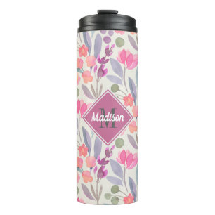 Bouteilles Isothermes Bright Pastels motif floral avec Monogramme