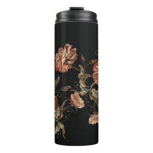 Bouteilles Isothermes Broderie bourgeons vintages de motif rose