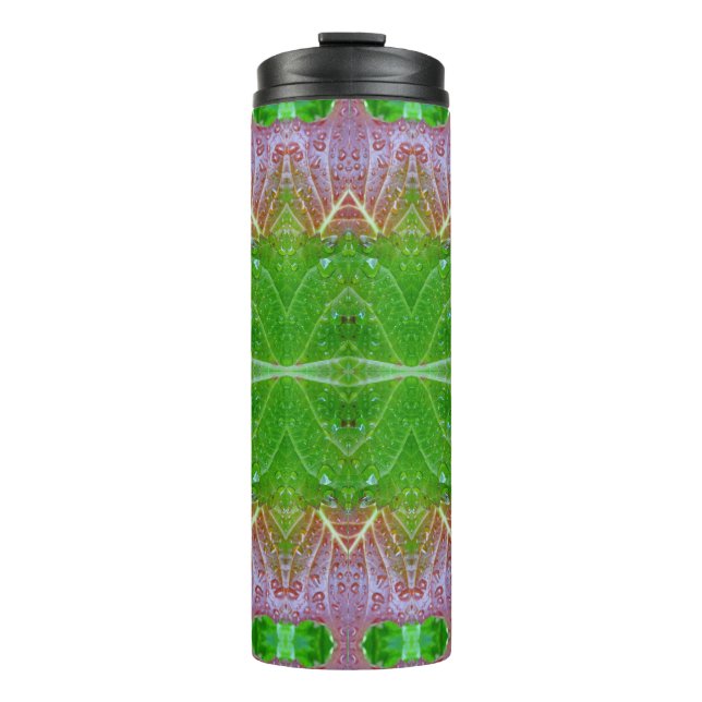 Bouteilles Isothermes Bronze et Feuilles verts Ikat (Devant)