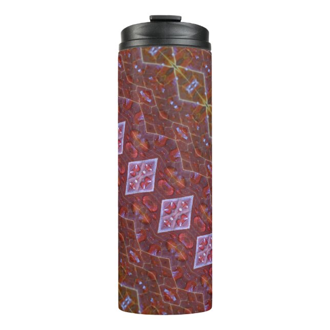 Bouteilles Isothermes Bronze & Feuille verte Ikat 12 (Devant)
