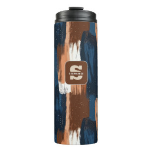 Bouteilles Isothermes Brosses Abstraites en bleu, blanc et Brown