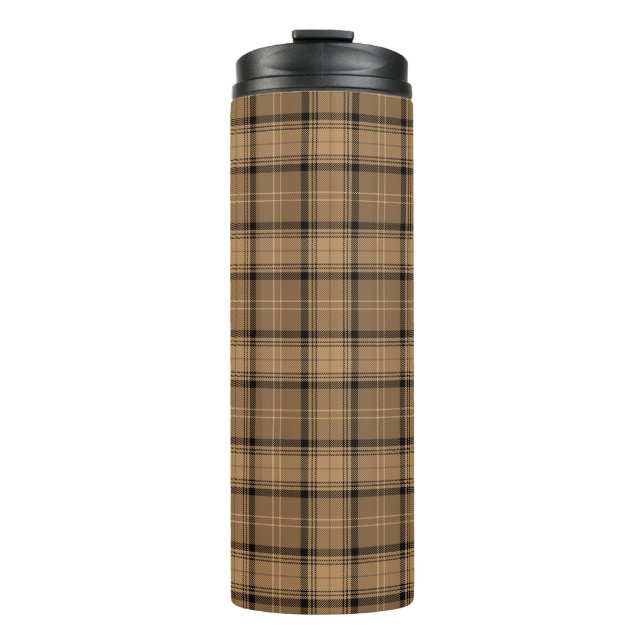 Bouteilles Isothermes Brown, Café, Motif Black Twills Plaid (Tartan) (Devant)