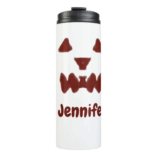 Bouteilles Isothermes Brown Halloween effrayant visage chute ajouter nom (Devant)