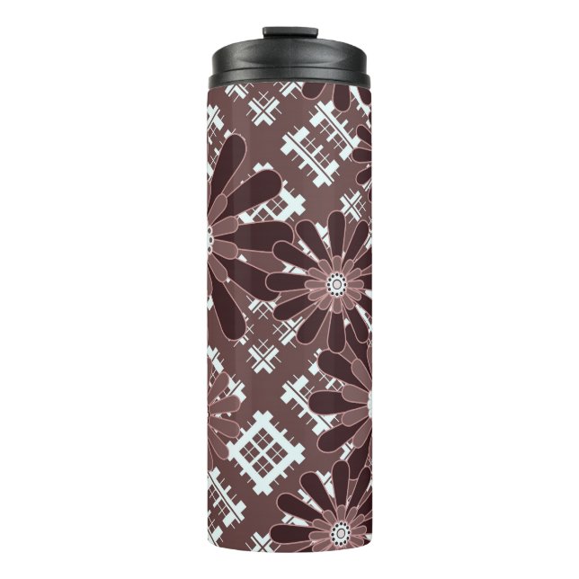 Bouteilles Isothermes Brown, motif de fleurs (Devant)