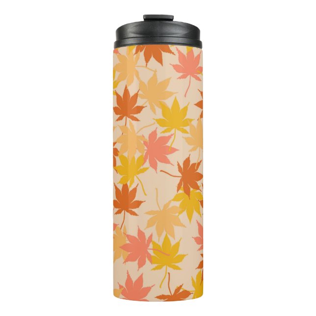 Bouteilles Isothermes Brown Orange Automne Floral Feuille Y2K Motif (Devant)