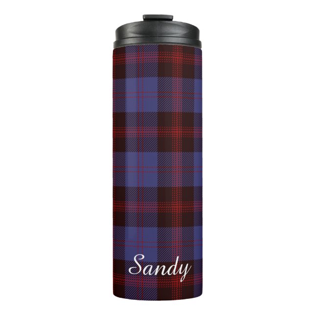 Bouteilles Isothermes Buffalo plaid navy blue red monogram name (Devant)