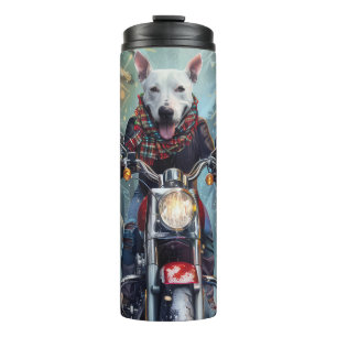 Bouteilles Isothermes Bull Terrier Chien Conduisant Moto Noël