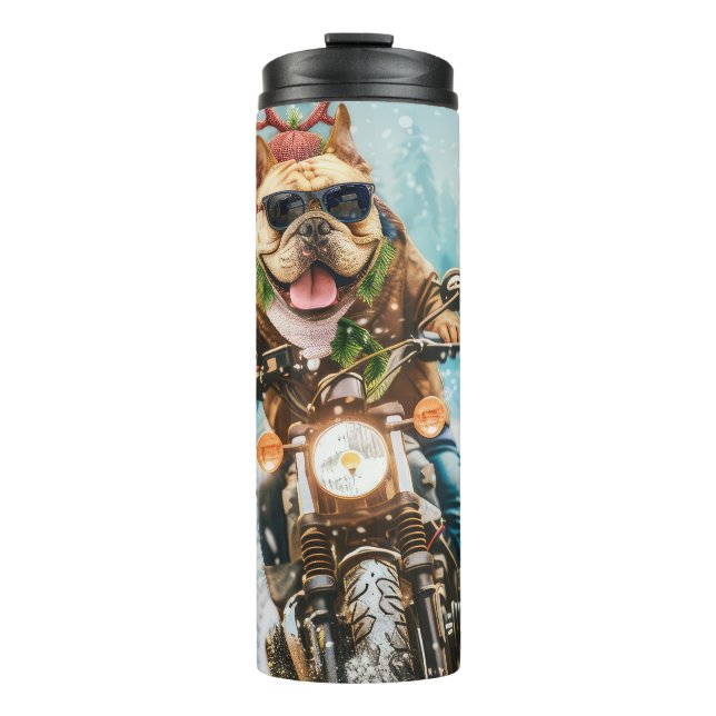 Bouteilles Isothermes Bulldog à moto Noël (Devant)