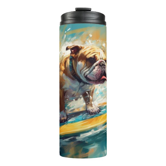 Bouteilles Isothermes Bulldog Beach Surf Peinture (Devant)