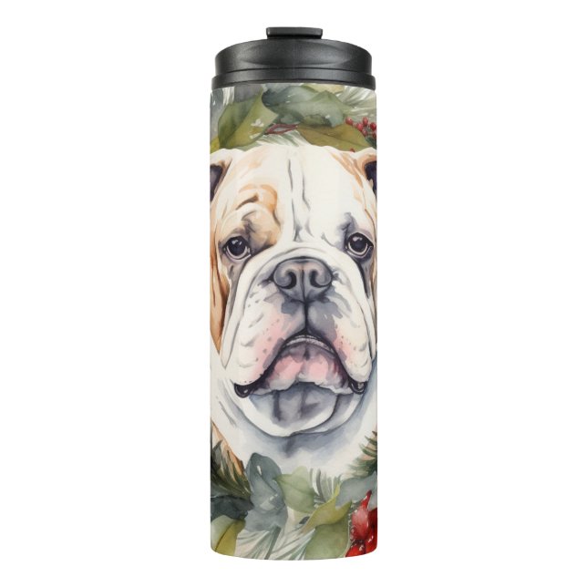 Bouteilles Isothermes Bulldog Christmas Wreath Festive Pup (Devant)
