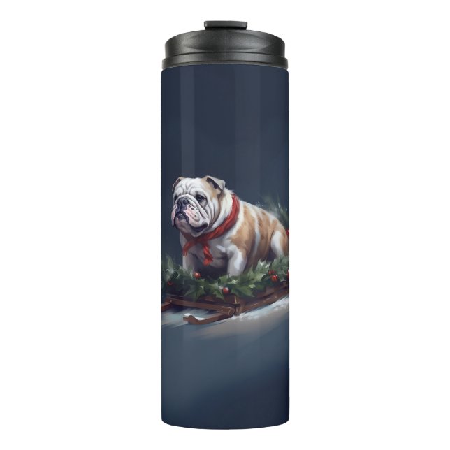 Bouteilles Isothermes Bulldog Noël neige hiver (Devant)