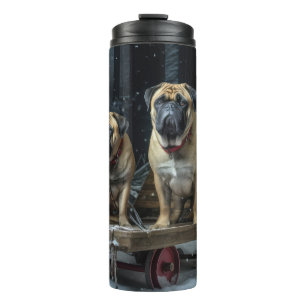 Bouteilles Isothermes Bullmastiff Décor de Noël Traîneau enneigé