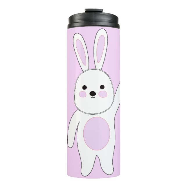 Bouteilles Isothermes Bunny. Blanc et rose. (Devant)