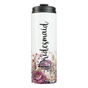 Bouteilles Isothermes Burgundy Floral Fête de la mariée Tumbler