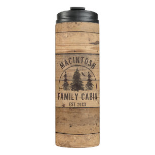 Bouteilles Isothermes Cabine Nom de famille Rustic Wood Personnalisé