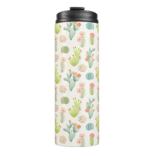 Bouteilles Isothermes Cactus en pastel mou et motif succulent