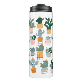 Bouteilles Isothermes Cactus et succulents en pots sur arrière - plan bl