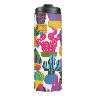Bouteilles Isothermes Cactus mignons. Motif sans couture colorée. PA san