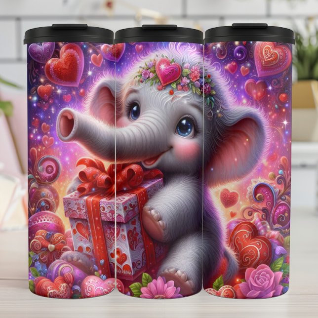 Bouteilles Isothermes Cadeau de cœur d'éléphant bébé (Créateur téléchargé)