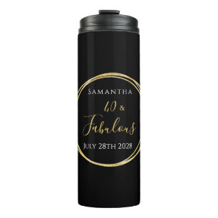 Bouteilles Isothermes Cadeau de fête personnalisé noir or pour 40e anniv