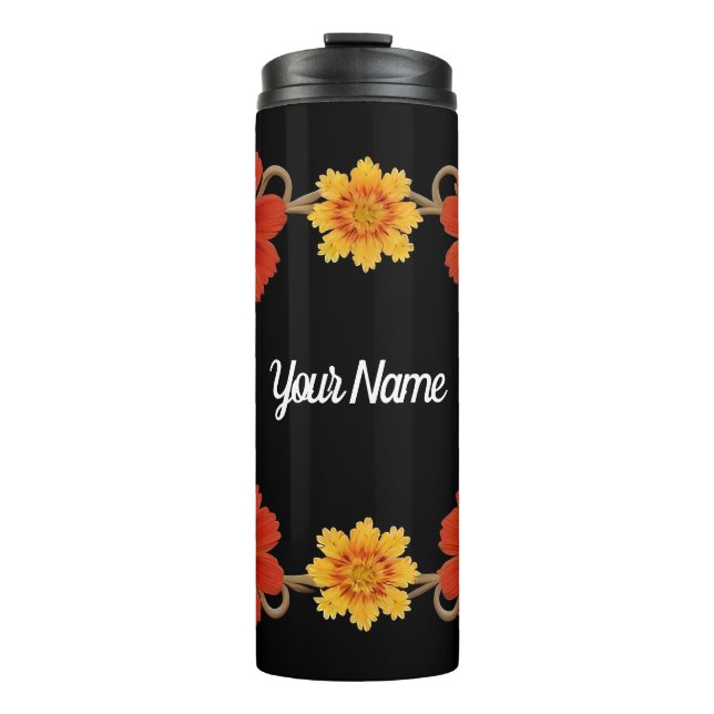 Bouteilles Isothermes Cadeau de verrerie élégant avec cadre floral de lu (Devant)