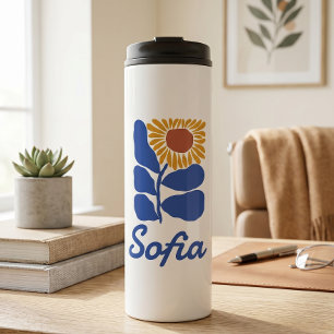 Bouteilles Isothermes Cadeau personnalisé avec nom personnalisé Fleur de