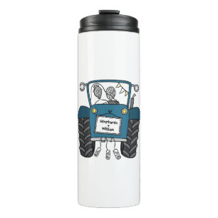 Bouteilles Isothermes Cadeau personnalisé Mariage campagnard tracteur bl