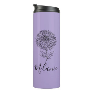 Bouteilles Isothermes Cadeau personnalisé septembre Aster Flower pour la