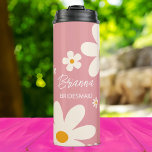 Bouteilles Isothermes Cadeaux de demoiselle de Bridesmaid rétro margueri<br><div class="desc">Floral marguerite désert rose rétro douche boho vintage fleurs,  script simple mariée cadeau mariée pratique fête de la mariée favorise le nom personnalisé thermo tumbler.</div>