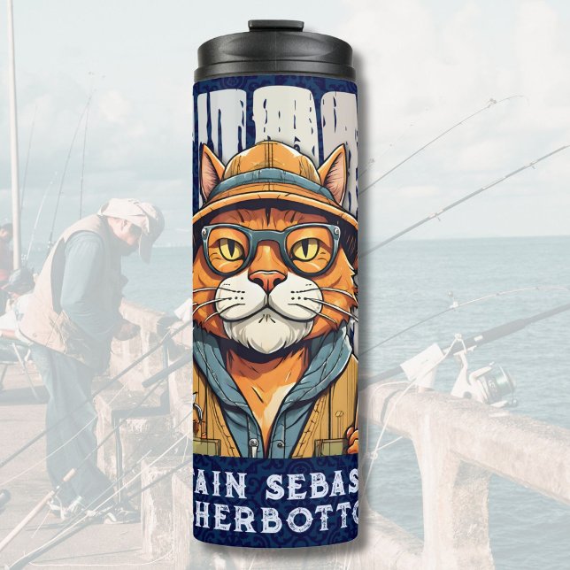 Bouteilles Isothermes Cadeaux de retraite de Cool personnalisé pour pêch (Custom Cool Cat Retirement Gifts for Fisherman Dad)