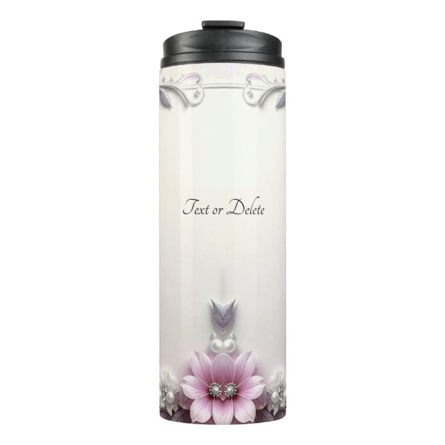 Bouteilles Isothermes Cadre floral rose (Devant)