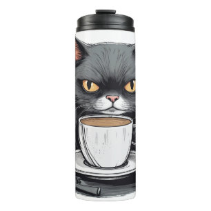Bouteilles Isothermes Café et Chaos, Chat, Humour de chat et de café