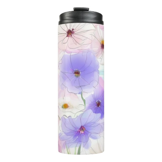 Bouteilles Isothermes Cafetière florale aquarelle pastel  (Devant)