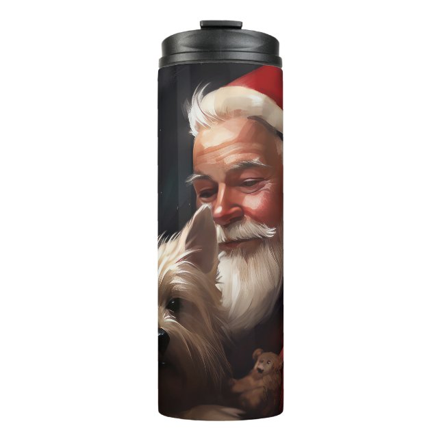 Bouteilles Isothermes Cairn Terrier Avec Noël Festif Du Père Noël (Devant)