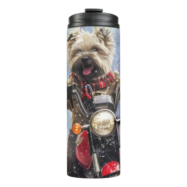 Bouteilles Isothermes Cairn Terrier Chien équitation Moto Noël (Devant)