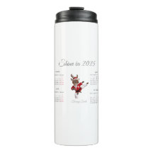 Calendrier personnalisé Festive Red Reindeer 2025