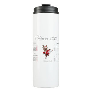Bouteilles Isothermes Calendrier personnalisé Festive Red Reindeer 2025