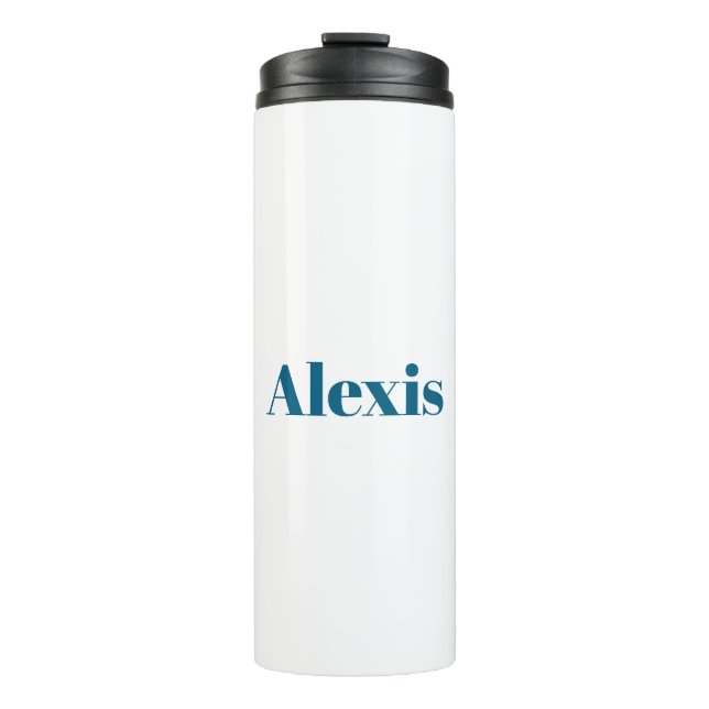 Bouteilles Isothermes Calligraphie de nom Script Plain Simple Blanc Bleu (Devant)