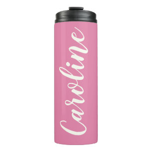 Bouteilles Isothermes Calligraphie minimaliste personnalisée nom rose