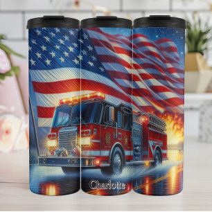 Bouteilles Isothermes Camion d'incendie avec drapeau américain