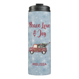 Bouteilles Isothermes Camion Jouet Rouge vintage avec arbre de Noël