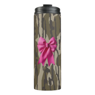 Bouteilles Isothermes Camo Fille Ruban Rose Arc Bas Camo