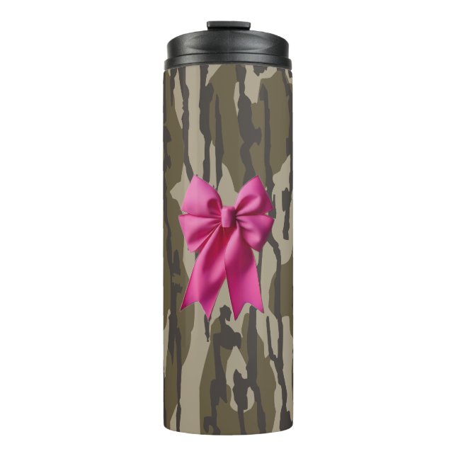 Bouteilles Isothermes Camo Fille Ruban Rose Arc Bas Camo (Devant)