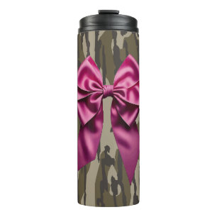 Bouteilles Isothermes Camo fille Ruban rose Arc Bas Camo Terres