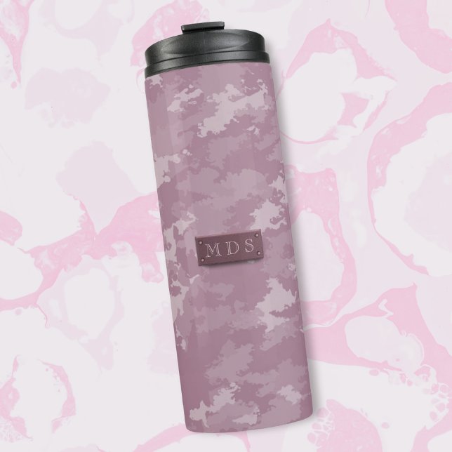 Bouteilles Isothermes Camo rose Moderne Camouflage Monogramme Élégant (Perfect for pink camo lovers. Just add your initials!)